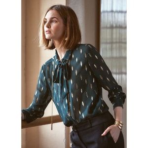 Sezane Green & Gold Lady Blouse 🌷 Size 42